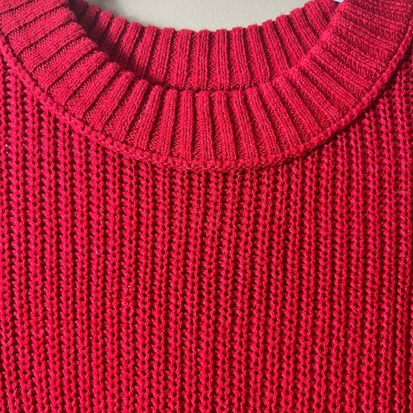 Wild Fable Red Knit Cropped Pullover Sweater Medium Casual Holiday Xmas - Picture 5 of 9